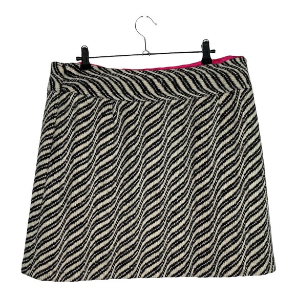 Milly Black Cream 100% Wool Short A-line Skirt Women's Sz 12 - Picture 2 of 6